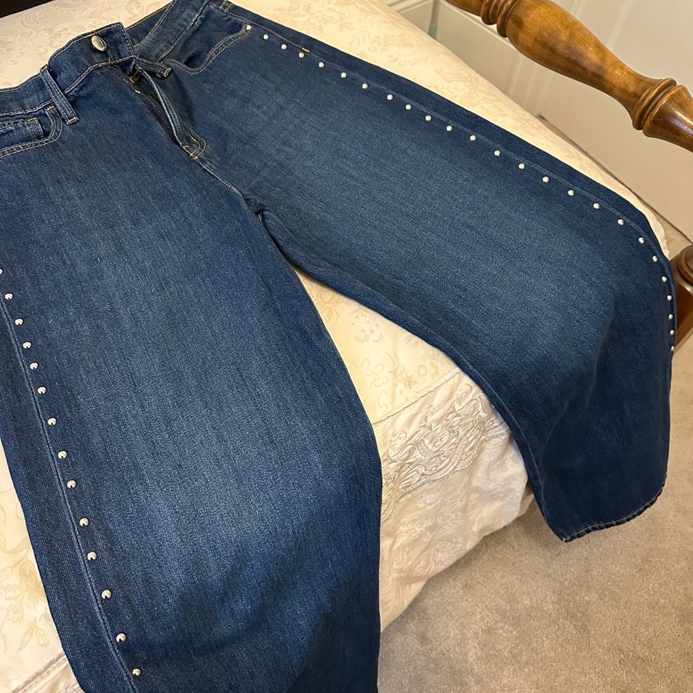 GAP Women's Dark Blue Flare Jeans with Stud Accents